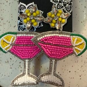 Pink Beaded Cocktail Earrings